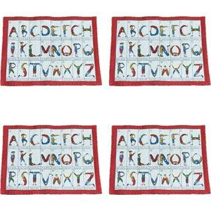 Vintage‎ fabric, alphabet, yoga, placemats set of 4